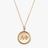 Gold Alpha Phi Sunburst Letters Necklace