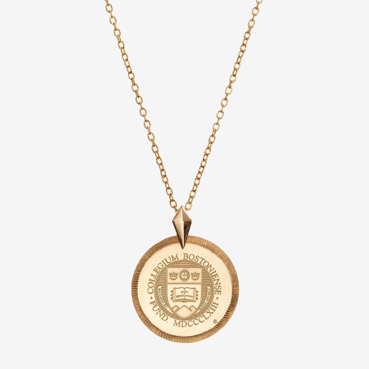 Gold Boston College Florentine Crest Necklace Petite