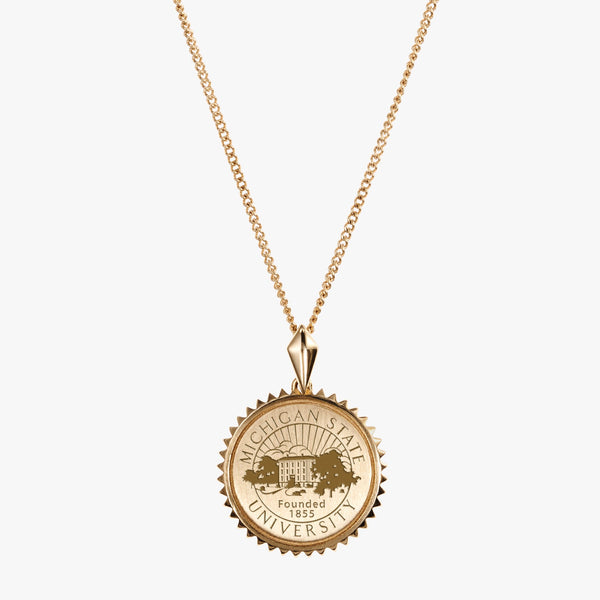 Michigan State Sunburst Necklace on Cable Chain