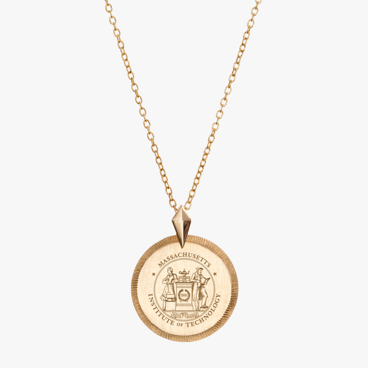 MIT Florentine Crest Necklace Petite with Cable Chain