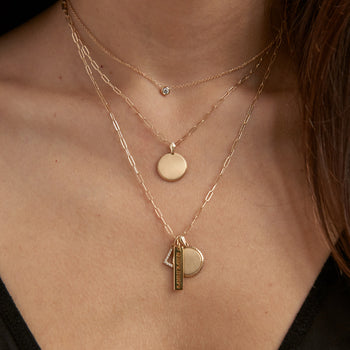 MIT Florentine Crest Necklace Petite with Cable Chain