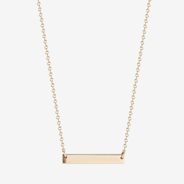 Custom Horizontal Bar Necklace in Cavan Gold and 14K Gold