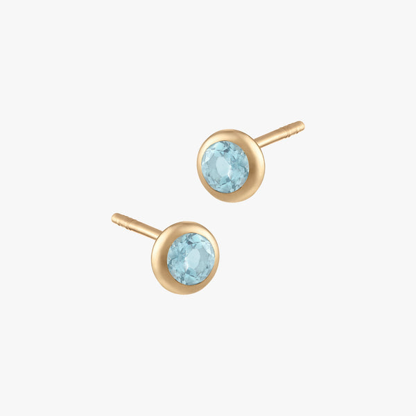 Aquamarine Bezel Studs (Pair)