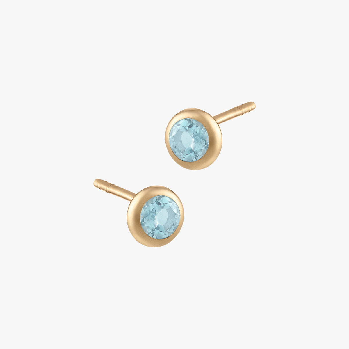 Aquamarine Bezel Studs (Pair)