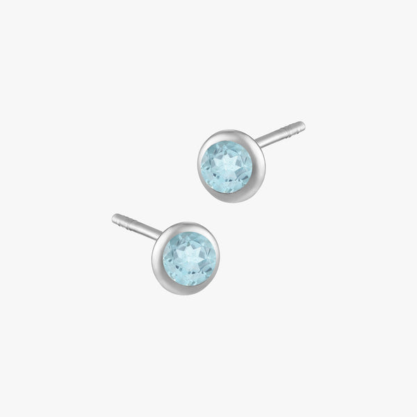 Aquamarine Bezel Studs (Pair)