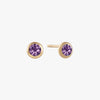 Amethyst Bezel Stud Earrings Pair Gold 