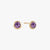 Amethyst Bezel Stud Earrings Pair Gold 