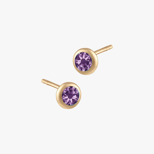 Amethyst Bezel Studs (Pair)