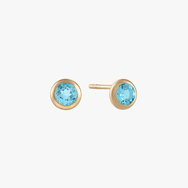 Blue Topaz Bezel Studs