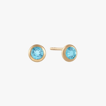 Blue Topaz Bezel Studs (Pair)