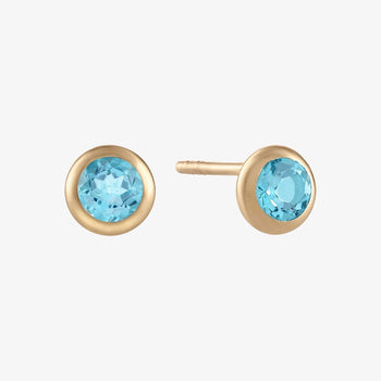 Blue Topaz Bezel Studs