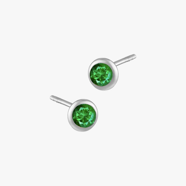 Emerald Bezel Studs (Pair)