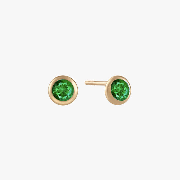 Emerald Bezel Studs (Pair)