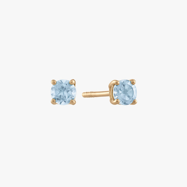 Aquamarine Stud Earring Pair Gold 