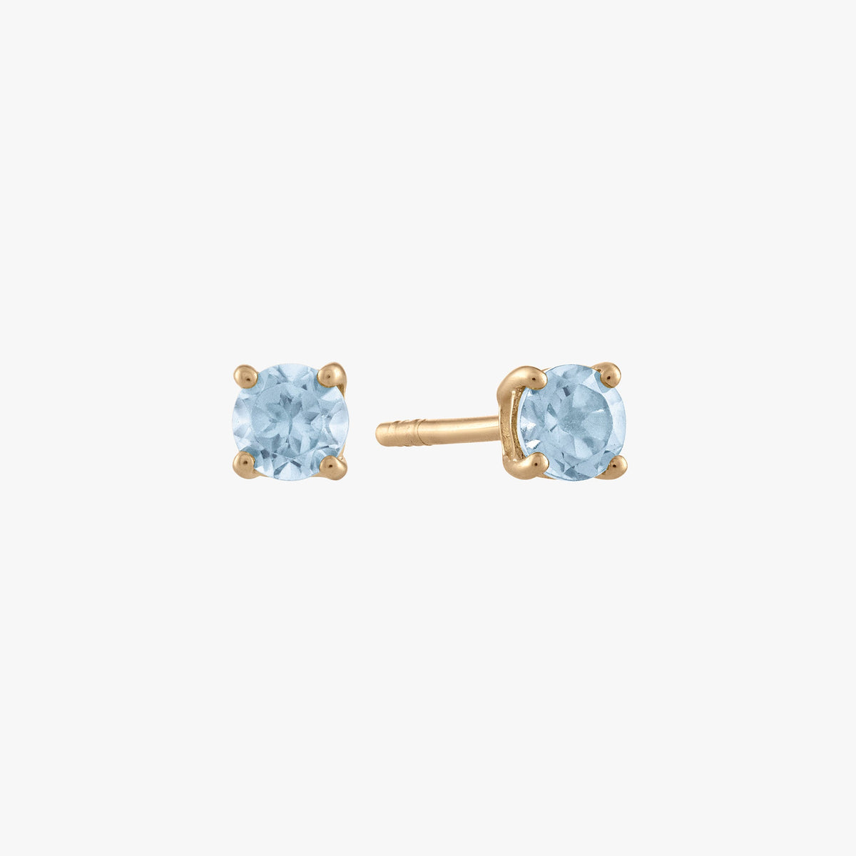 Aquamarine Stud Earring Pair Gold 