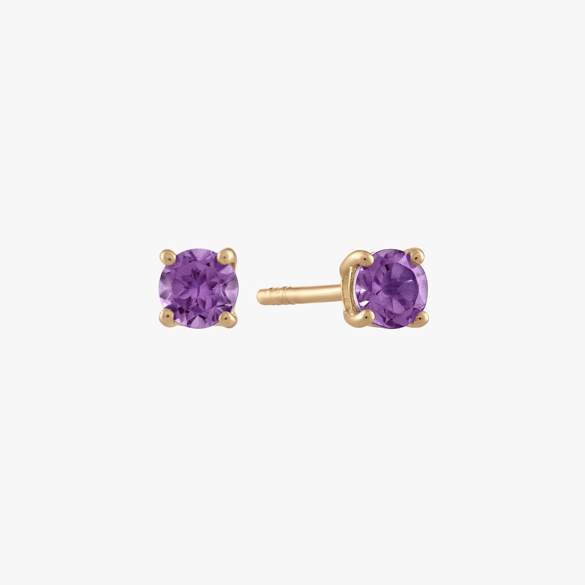 Amethyst Stud Earrings Gold 