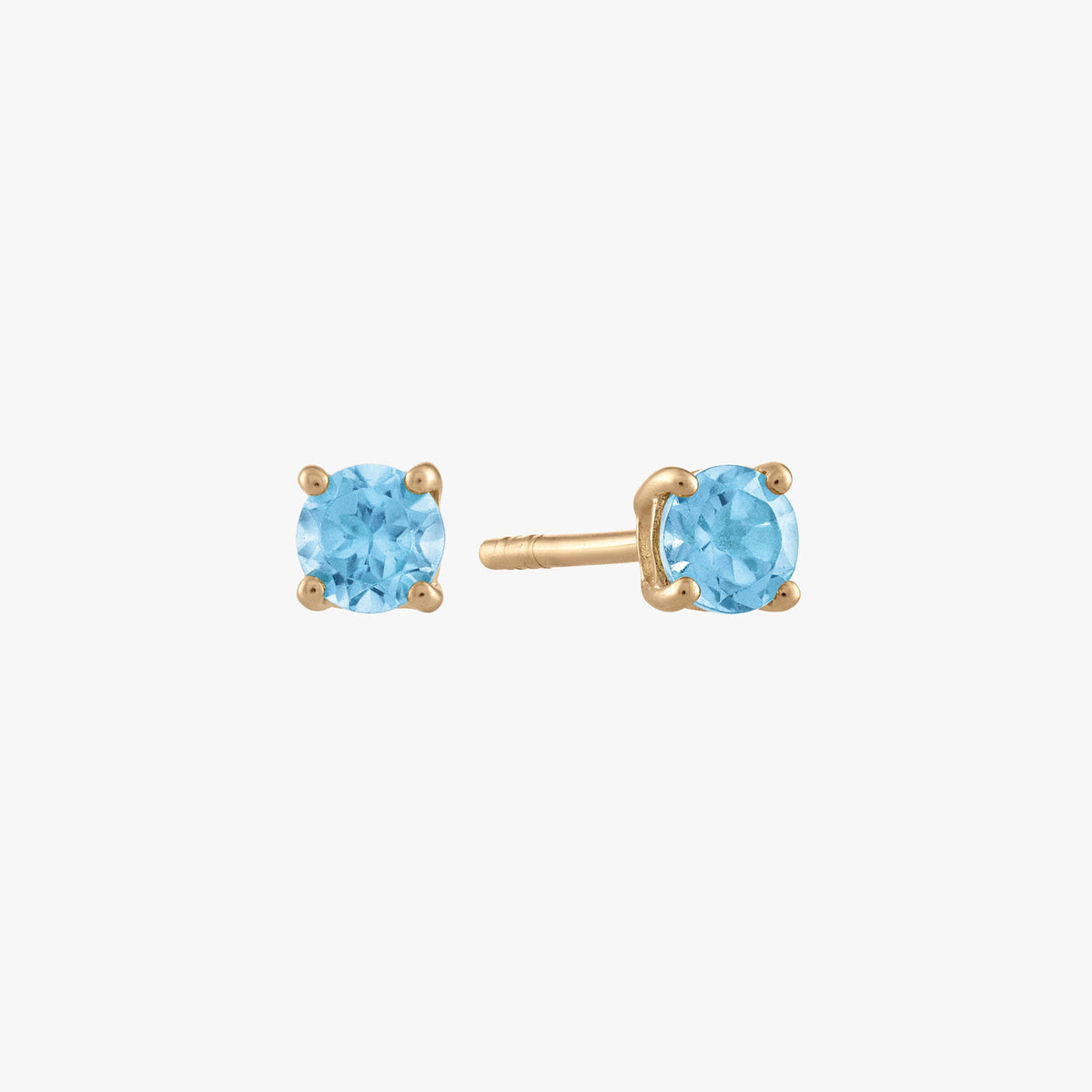 Blue Topaz Stud Pair Gold 