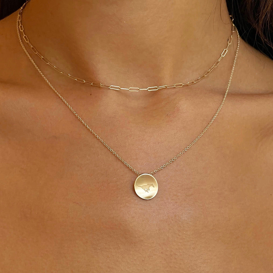 SMU Pony Up Necklace on figure
