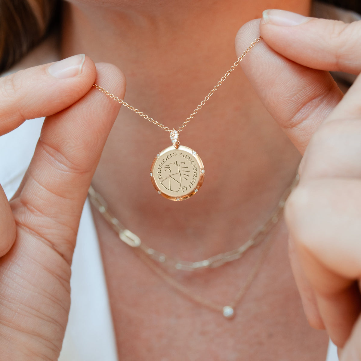 Purdue 7-Point Diamond Necklace on figure