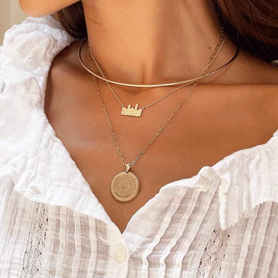 Auburn Samford Hall Necklace on figure