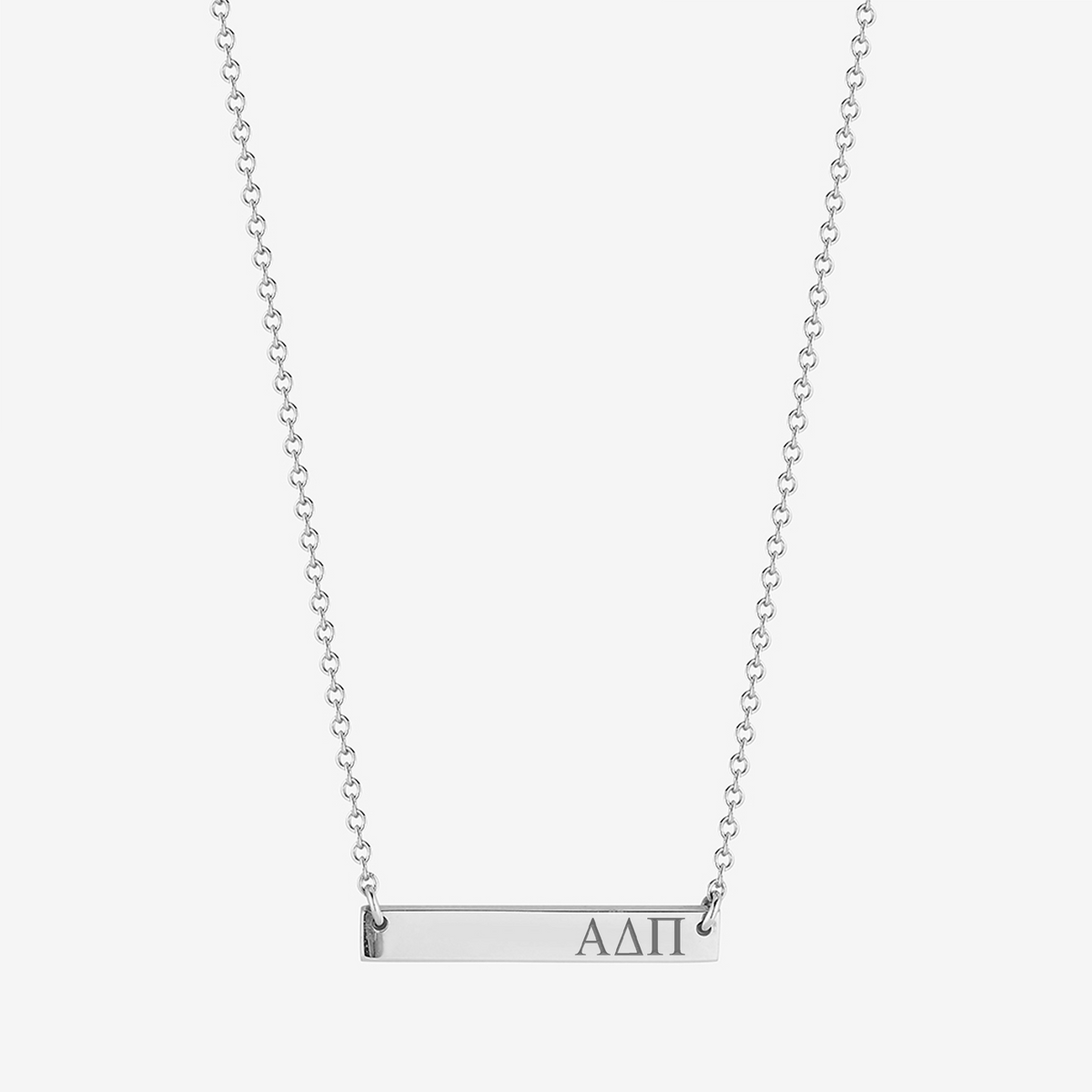 Alpha Delta Pi Horizontal Bar Necklace in Sterling Silver