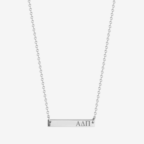 Alpha Delta Pi Horizontal Bar Necklace in Sterling Silver