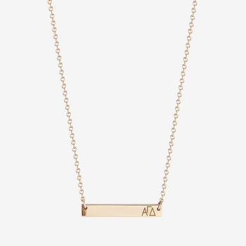 Alpha Gamma Delta Horizontal Bar Necklace in Cavan Gold and 14K Gold