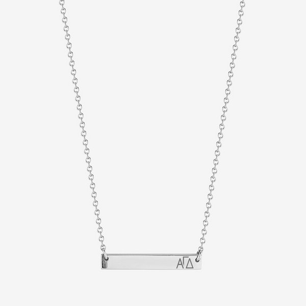 Alpha Gamma Delta Horizontal Bar Necklace in Sterling Silver