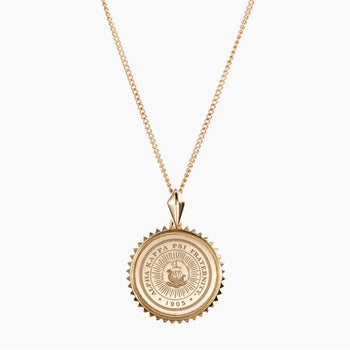 Gold Alpha Kappa Psi Sunburst Crest Necklace