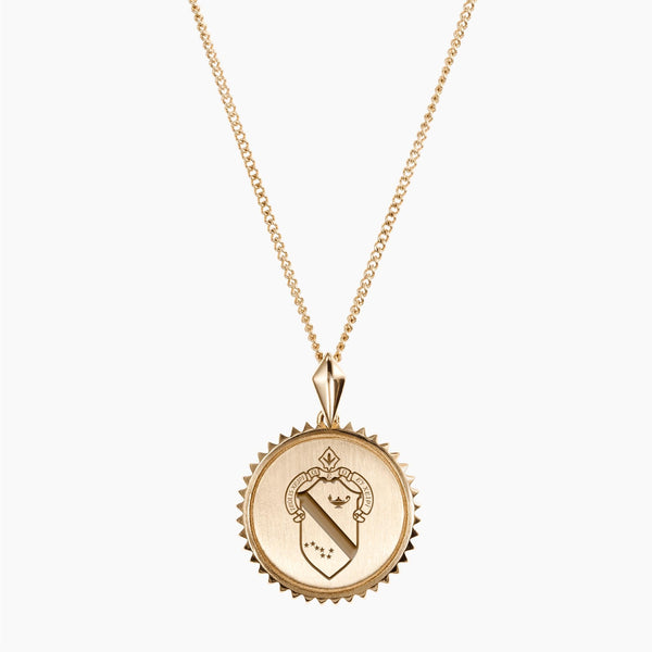 Gold Alpha Phi Sunburst Crest Necklace