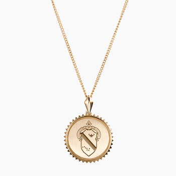 Gold Alpha Phi Sunburst Crest Necklace