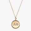 Gold Alpha Phi Sunburst Letters Necklace