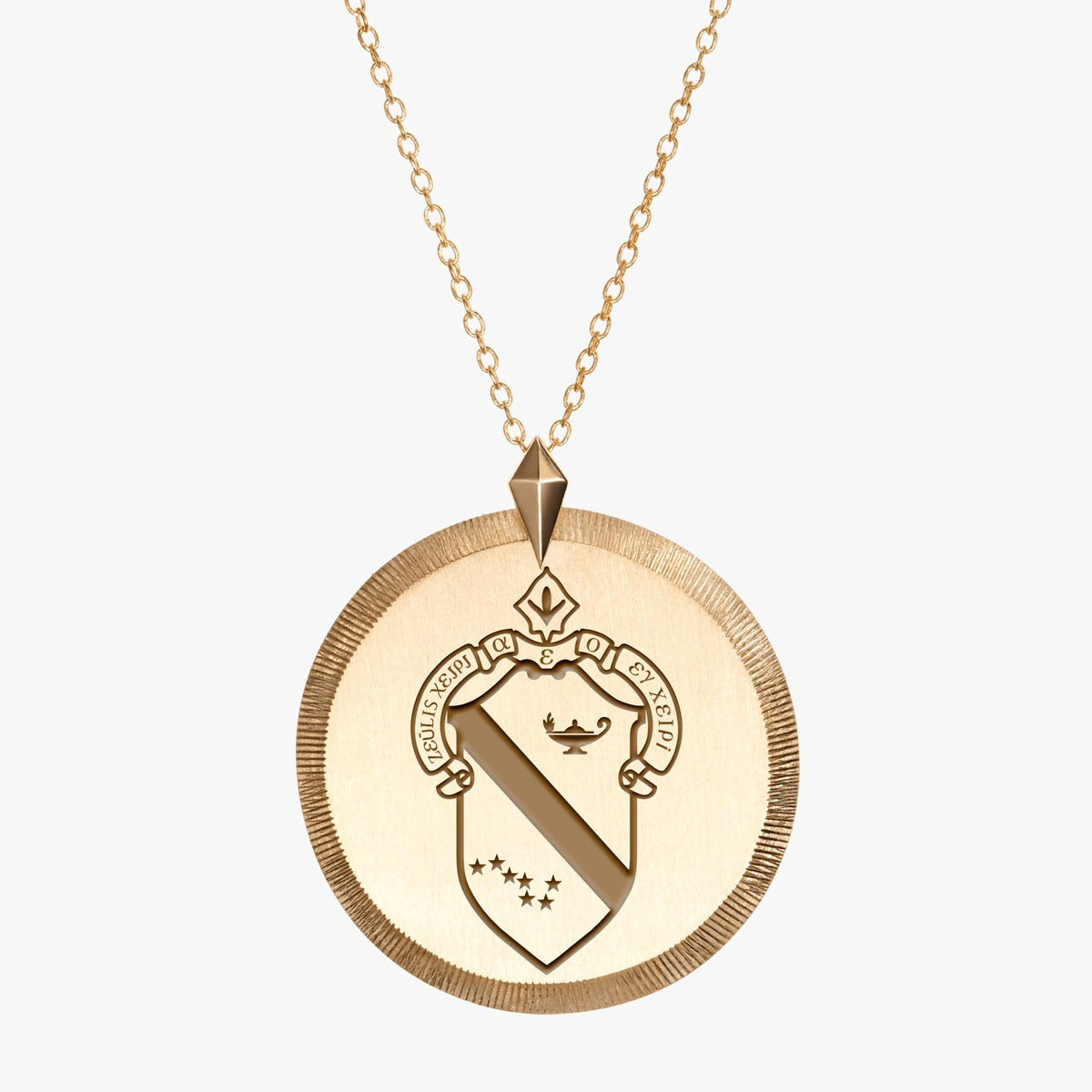 Gold Alpha Phi Florentine Crest Necklace