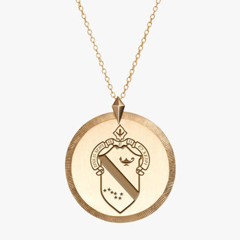 Gold Alpha Phi Florentine Crest Necklace