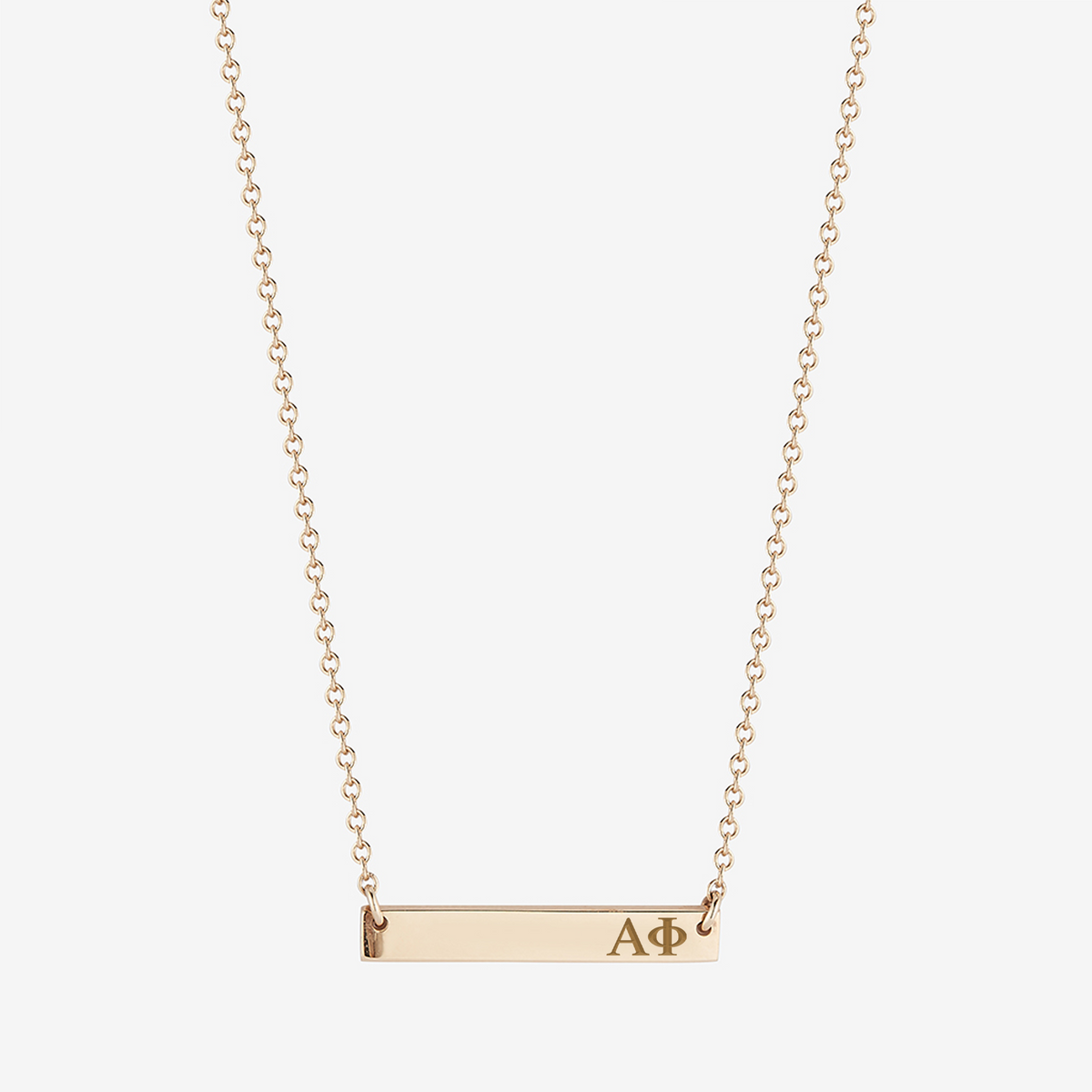 Alpha Phi Horizontal Bar Necklace in Cavan Gold and 14K Gold