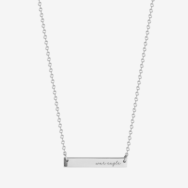 Auburn War Eagle Horizontal Bar Necklace Sterling Silver