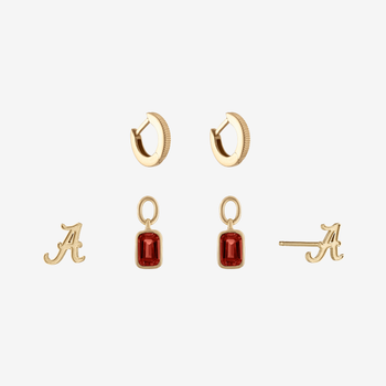 Alabama A Stud. Florentine Bundle, Garnet Stone. Gold.