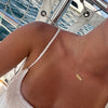 College of Charleston Randolph Hall Necklace shown on figure in gold