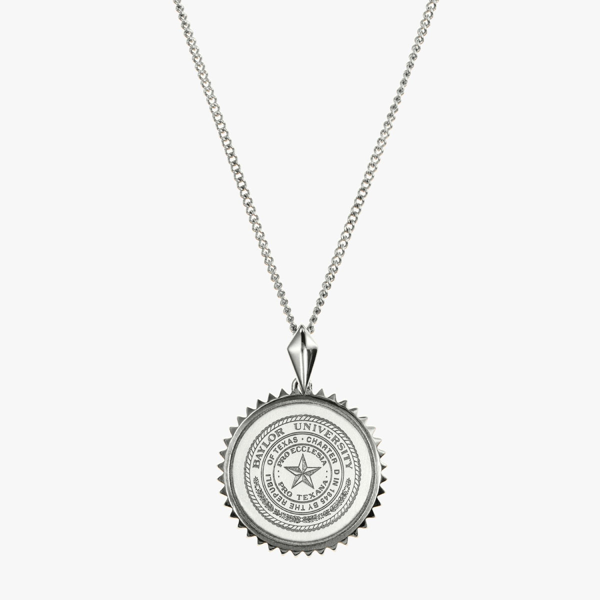 Sterling Silver Baylor Sunburst Crest Necklace