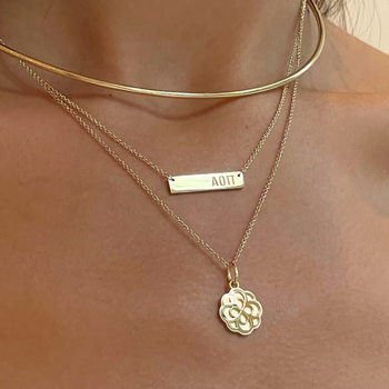 Alpha Omicron Pi Horizontal Bar Necklace on figure