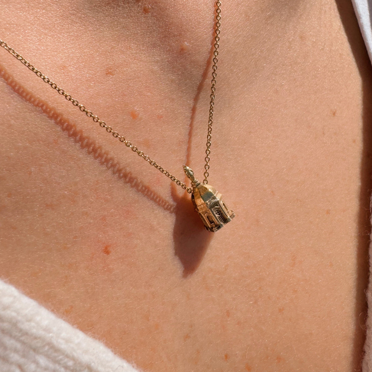 Notre Dame Golden Dome Necklace Close Up View