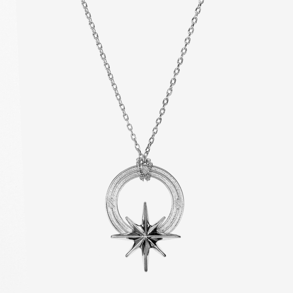 Silver Compass Star Necklace