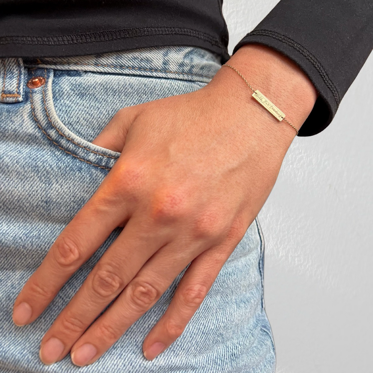 Cathedral Bracelet shown on figure in gold