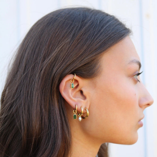 Emerald Florentine Earring Bundle shown on figure in gold