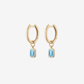 Blue Topaz Classic Earring Bundle Hoops Pair Gold 
