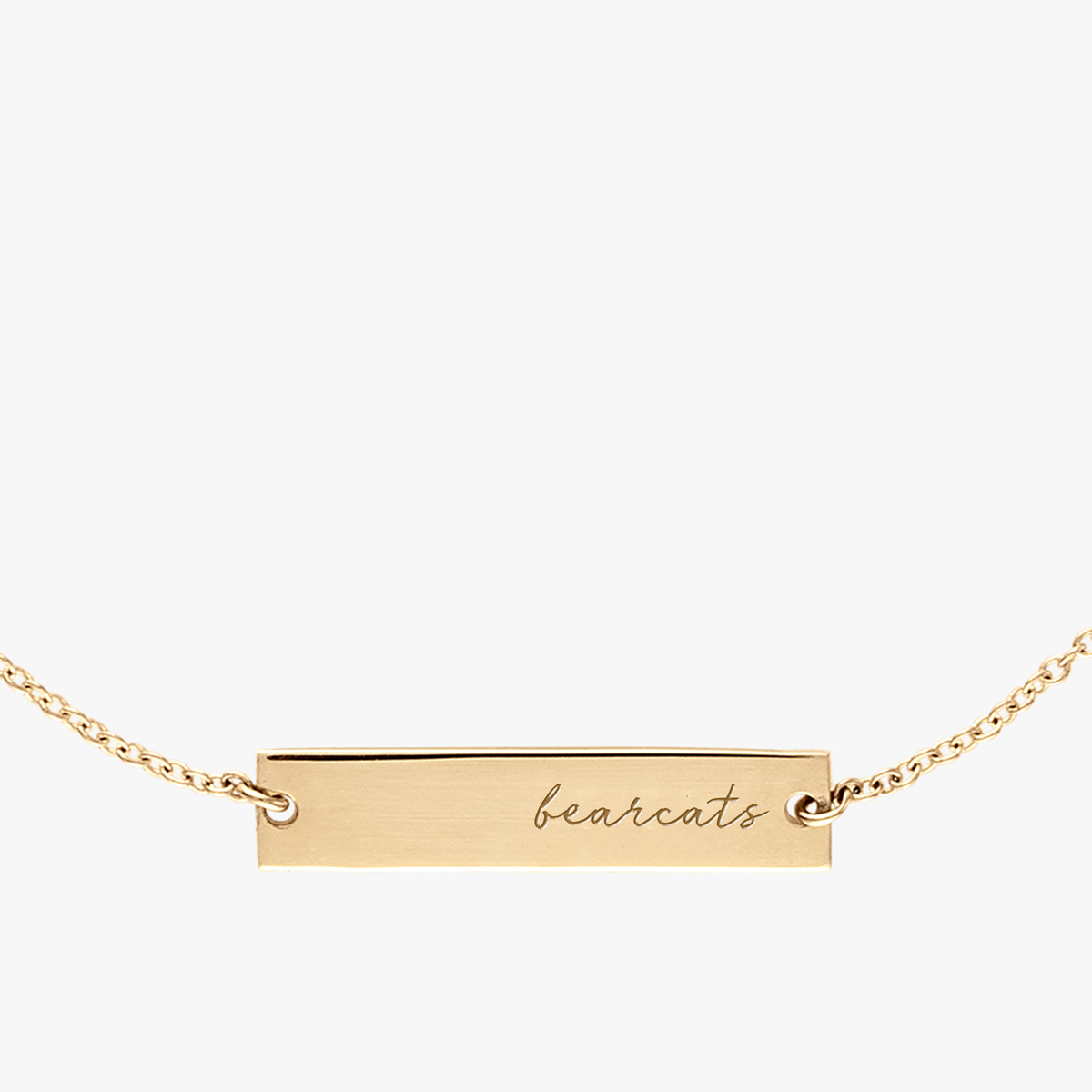 Cincinnati University Horizontal Necklace Cavan Gold Close Up