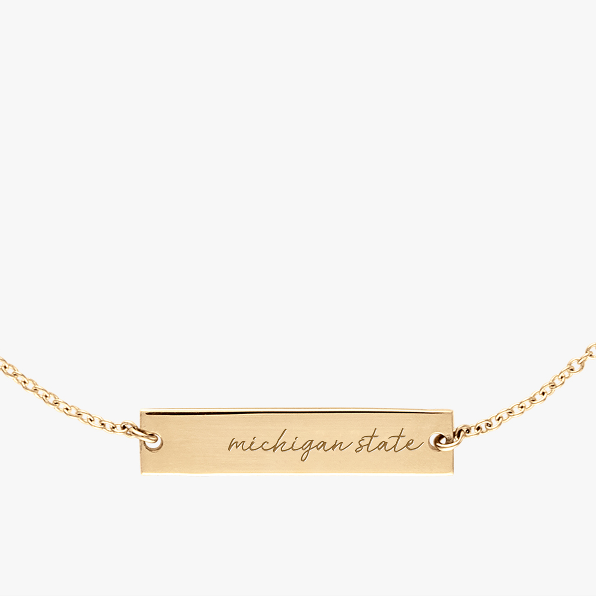 Michigan State Horizontal Necklace Cavan Gold Close Up