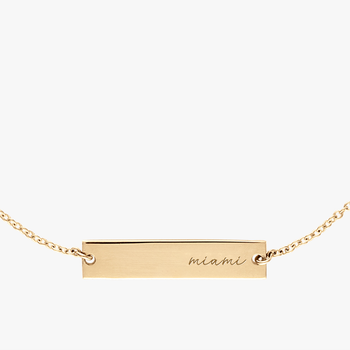 University of Miami Horizontal Necklace Cavan Gold Close Up