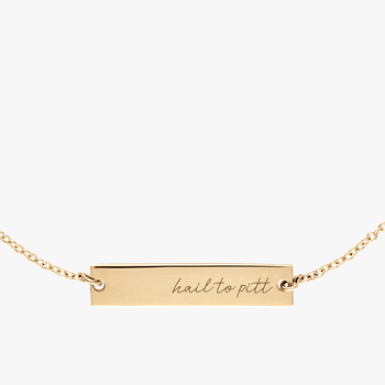 Pittsburgh University Horizontal Necklace Cavan Gold Close Up