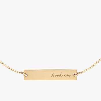 University of Texas Horizontal Necklace Cavan Gold Close Up